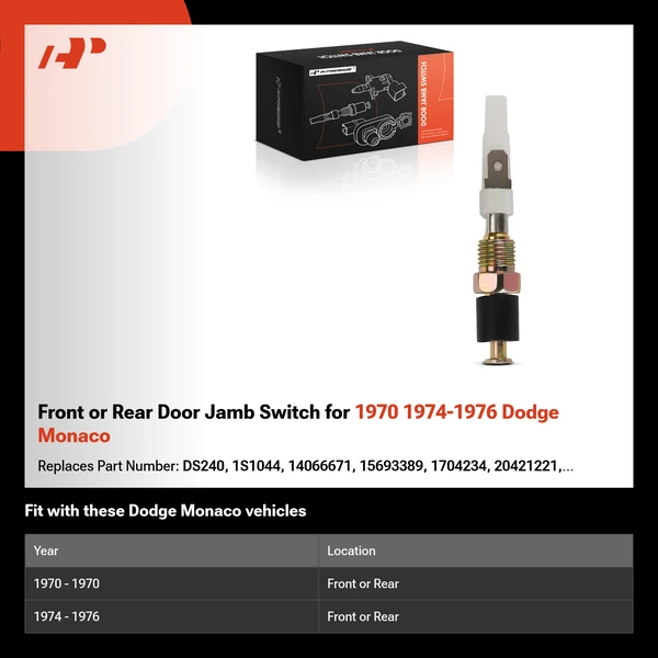 Front or Rear Door Jamb Switch for 1970 1974-1976 Dodge Monaco