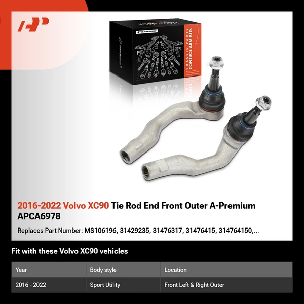2016-2022 Volvo XC90 Tie Rod End Front Outer A-Premium APCA6978