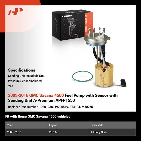 2009-2016 GMC Savana 4500 Fuel Pump with Sensor with Sending Unit A-Premium APFP1550