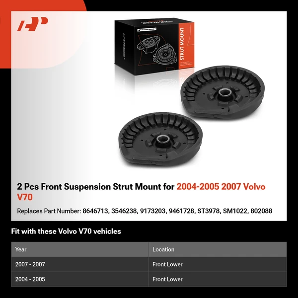 2 Pcs Front Suspension Strut Mount for 2004-2005 2007 Volvo V70