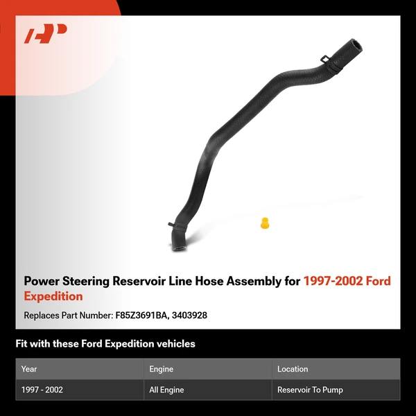 Power Steering Reservoir Line Hose Assembly for 1997-2002 Ford Expedition