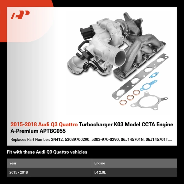 2015-2018 Audi Q3 Quattro Turbocharger K03 Model CCTA Engine A-Premium APTBC055