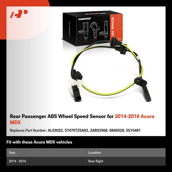 Rear Passenger ABS Wheel Speed Sensor for 2014-2016 Acura MDX