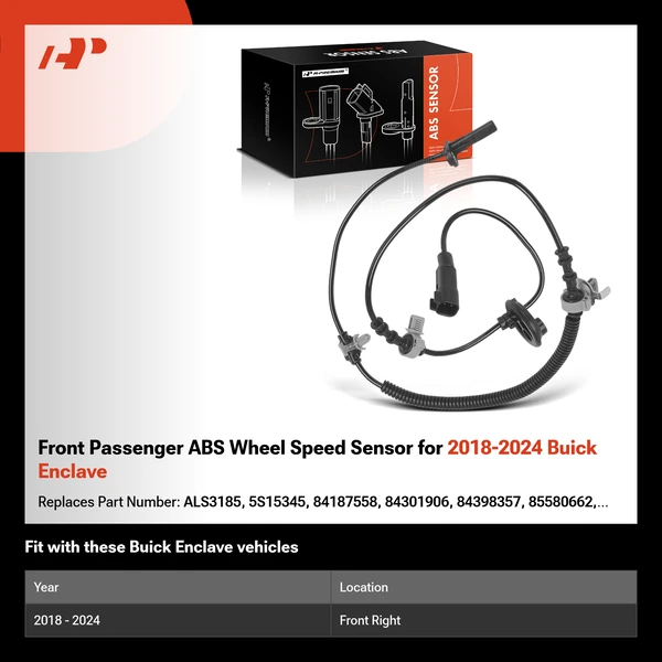 Front Passenger ABS Wheel Speed Sensor for 2018-2024 Buick Enclave