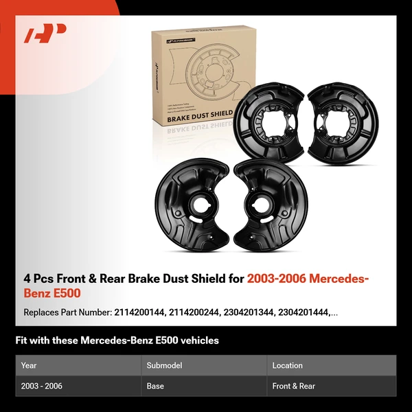 4 Pcs Front & Rear Brake Dust Shield for 2003-2006 Mercedes-Benz E500