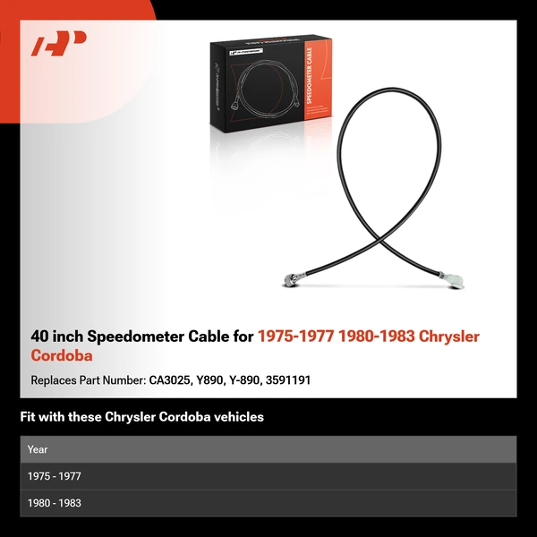 40 inch Speedometer Cable for 1975-1977 1980-1983 Chrysler Cordoba
