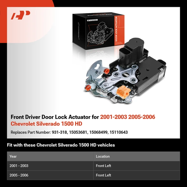 Front Driver Door Lock Actuator for 2001-2003 2005-2006 Chevrolet Silverado 1500 HD