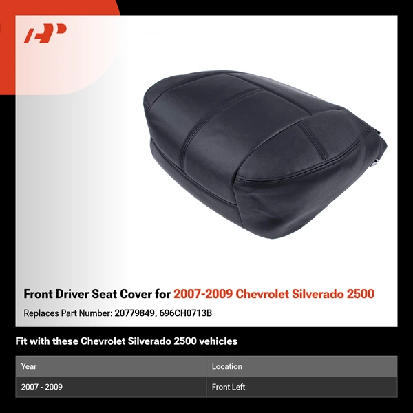Front Driver Seat Cover for 2007-2009 Chevrolet Silverado 2500