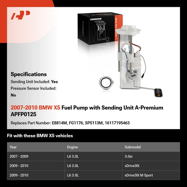 2007-2010 BMW X5 Fuel Pump with Sending Unit A-Premium APFP0125
