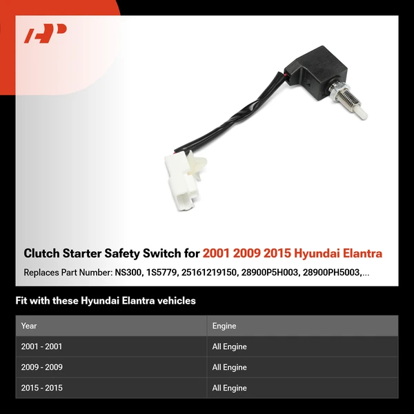 Clutch Starter Safety Switch for 2001 2009 2015 Hyundai Elantra