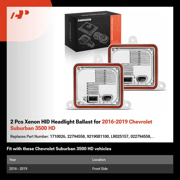 2 Pcs Xenon HID Headlight Ballast for 2016-2019 Chevrolet Suburban 3500 HD