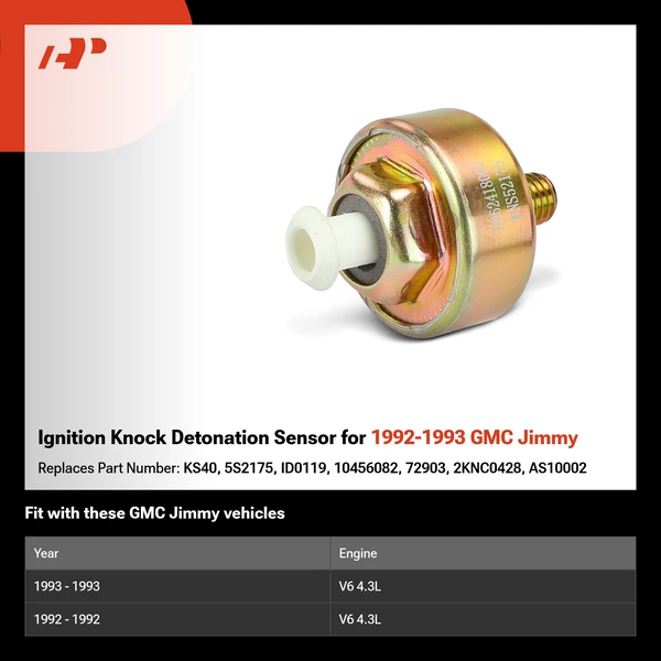 Ignition Knock Detonation Sensor for 1992-1993 GMC Jimmy