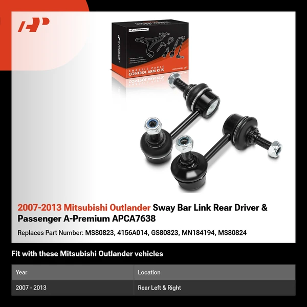 2007-2013 Mitsubishi Outlander Sway Bar Link Rear Driver & Passenger A-Premium APCA7638