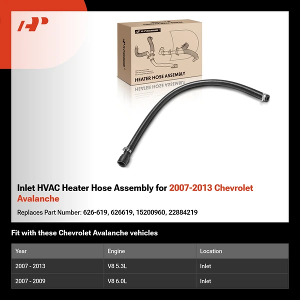Inlet HVAC Heater Hose Assembly for 2007-2013 Chevrolet Avalanche
