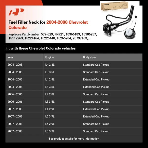 Fuel Filler Neck for 2004-2008 Chevrolet Colorado