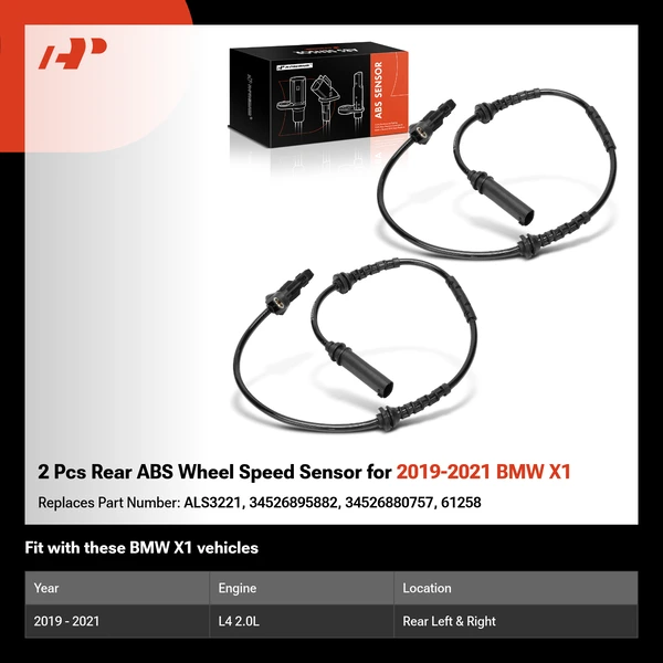 2 Pcs Rear ABS Wheel Speed Sensor for 2019-2021 BMW X1