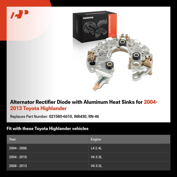 Alternator Rectifier Diode with Aluminum Heat Sinks for 2004-2013 Toyota Highlander