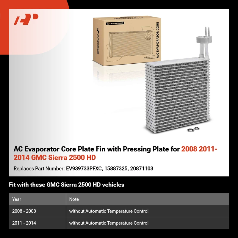 AC Evaporator Core Plate Fin with Pressing Plate for 2008 2011-2014 GMC Sierra 2500 HD