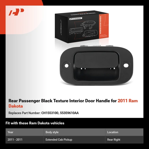Rear Passenger Black Texture Interior Door Handle for 2011 Ram Dakota