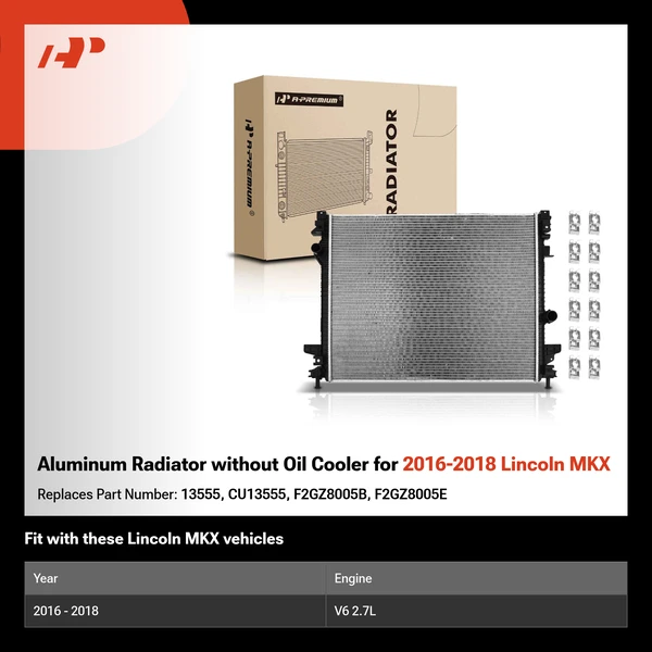 Aluminum Radiator without Oil Cooler for 2016-2018 Lincoln MKX