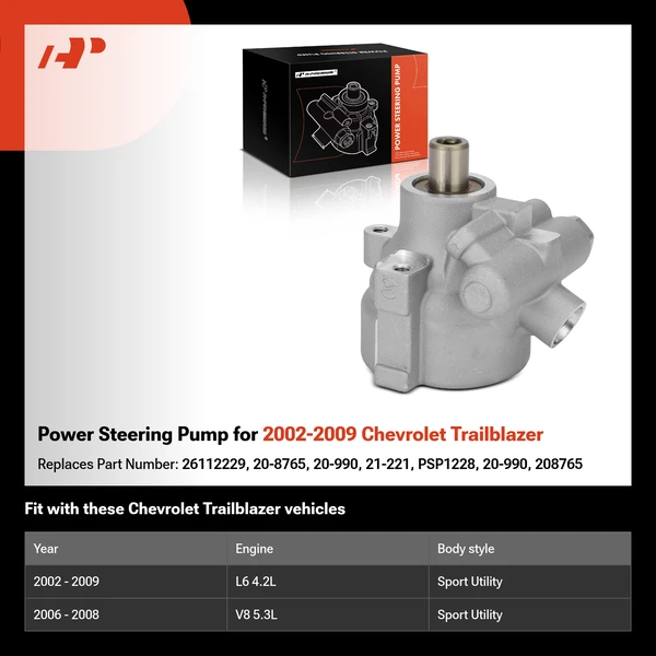 Power Steering Pump for 2002-2009 Chevrolet Trailblazer