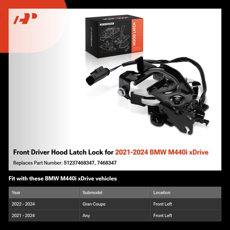 Front Driver Hood Latch Lock for 2021-2024 BMW M440i xDrive