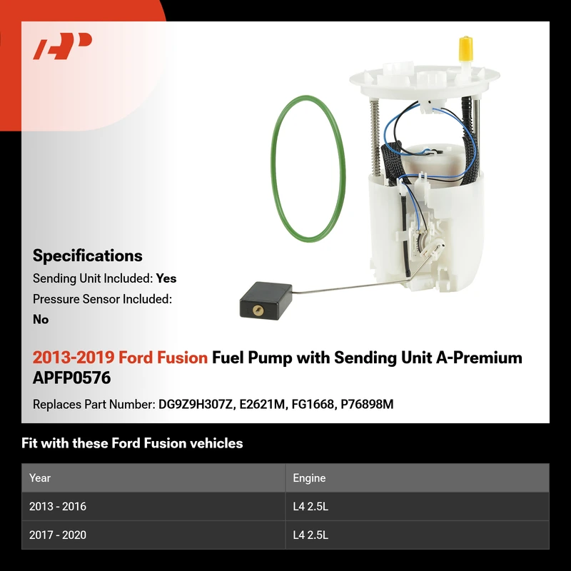 2013-2020 Ford Fusion Fuel Pump with Sending Unit A-Premium APFP0576