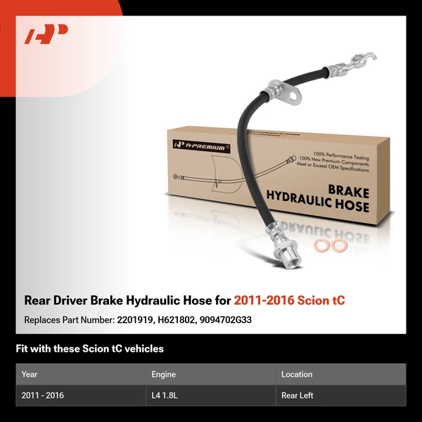 Rear Driver Brake Hydraulic Hose for 2011-2016 Scion tC