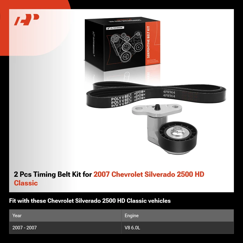 2 Pcs Timing Belt Kit for 2007 Chevrolet Silverado 2500 HD Classic