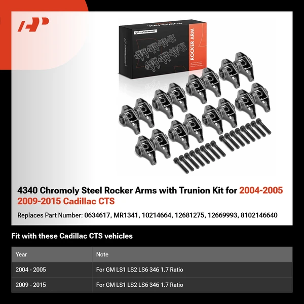 4340 Chromoly Steel Rocker Arms with Trunion Kit for 2004-2005 2009-2015 Cadillac CTS