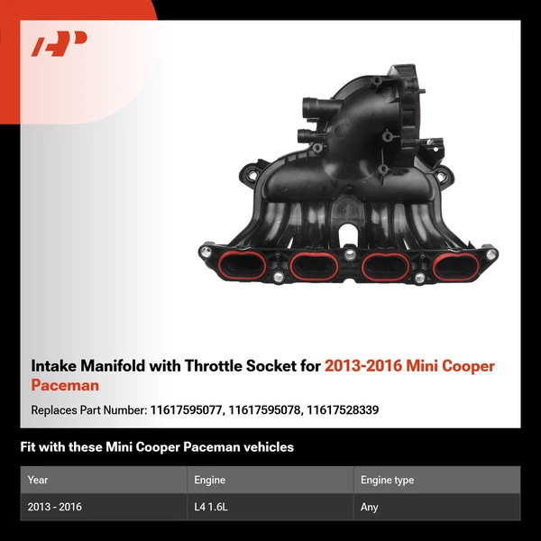 Intake Manifold with Throttle Socket for 2013-2016 Mini Cooper Paceman