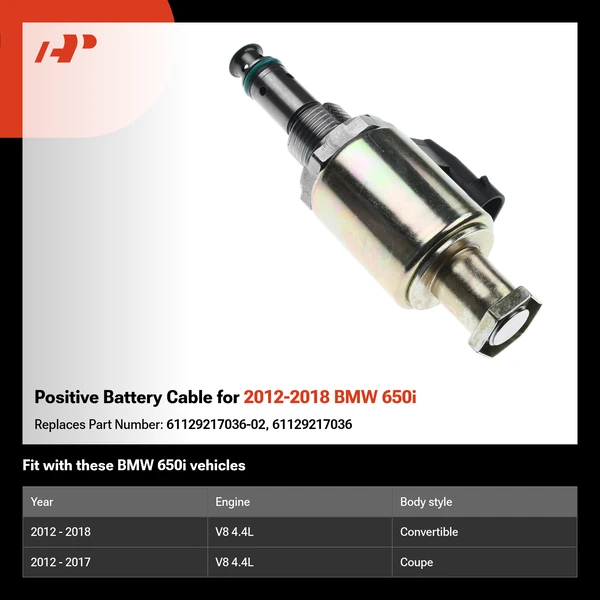 Positive Battery Cable for 2012-2018 BMW 650i