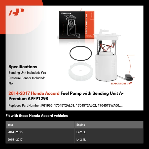2014-2017 Honda Accord Fuel Pump with Sending Unit A-Premium APFP1298
