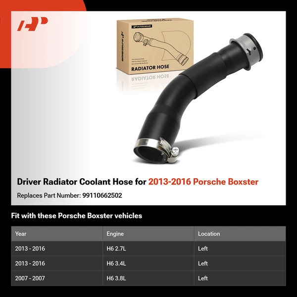 Driver Radiator Coolant Hose for 2013-2016 Porsche Boxster