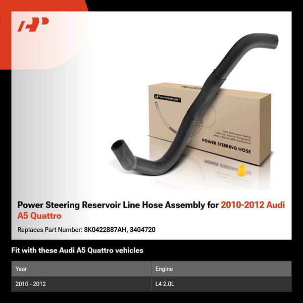 Power Steering Reservoir Line Hose Assembly for 2010-2012 Audi A5 Quattro