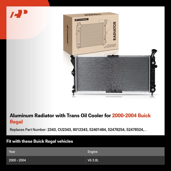 Aluminum Radiator with Trans Oil Cooler for 2000-2004 Buick Regal