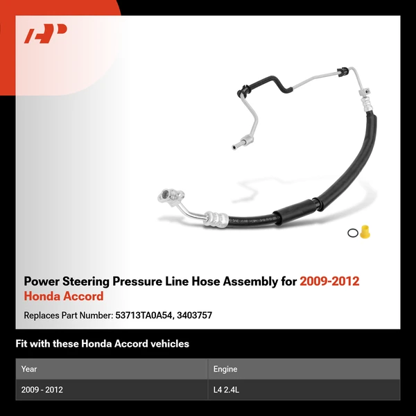 Power Steering Pressure Line Hose Assembly for 2009-2012 Honda Accord