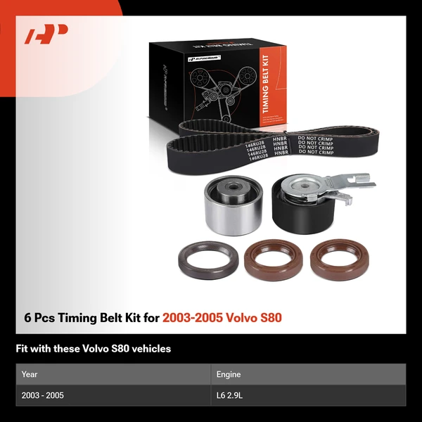 6 Pcs Timing Belt Kit for 2003-2005 Volvo S80