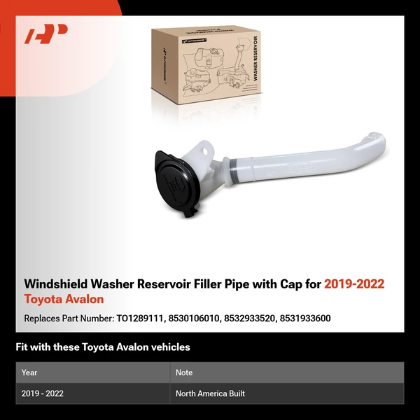 Windshield Washer Reservoir Filler Pipe with Cap for 2019-2022 Toyota Avalon