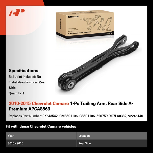2010-2015 Chevrolet Camaro 1-Pc Trailing Arm, Rear Side A-Premium APCA8563