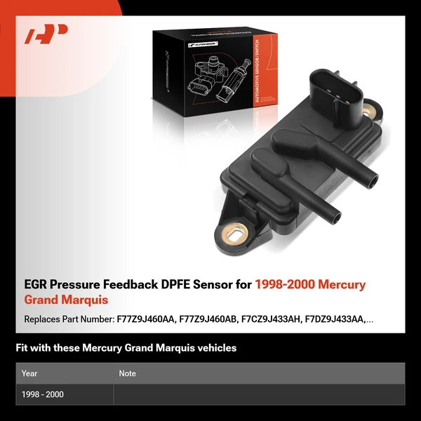 EGR Pressure Feedback DPFE Sensor for 1998-2000 Mercury Grand Marquis