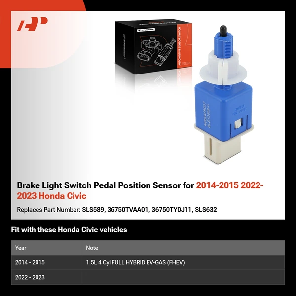 Brake Light Switch Pedal Position Sensor for 2014-2015 2022-2023 Honda Civic