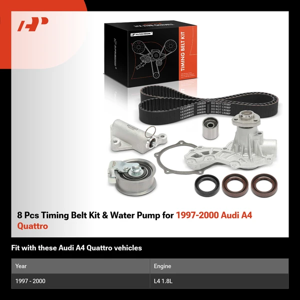 8 Pcs Timing Belt Kit & Water Pump for 1997-2000 Audi A4 Quattro