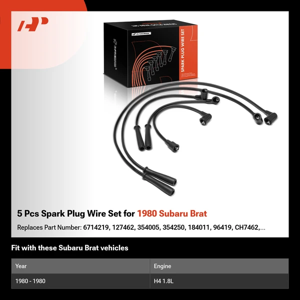 5 Pcs Spark Plug Wire Set for 1980 Subaru Brat