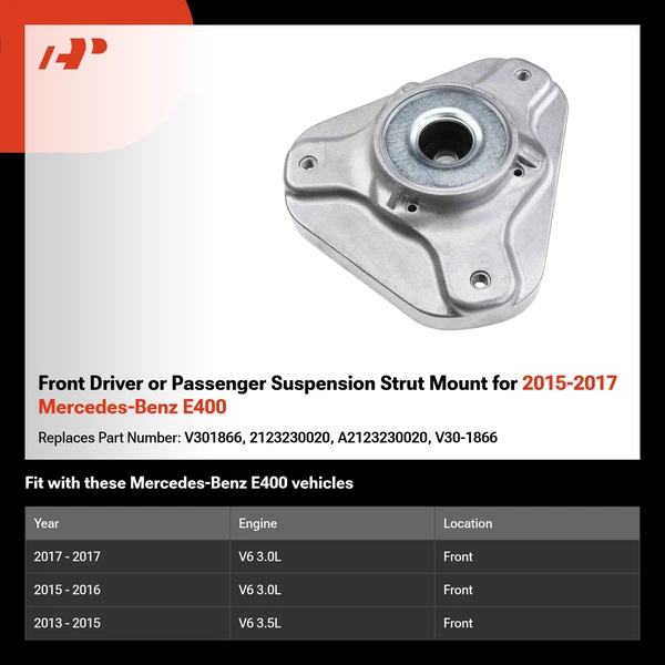 Front Driver or Passenger Suspension Strut Mount for 2015-2017 Mercedes-Benz E400