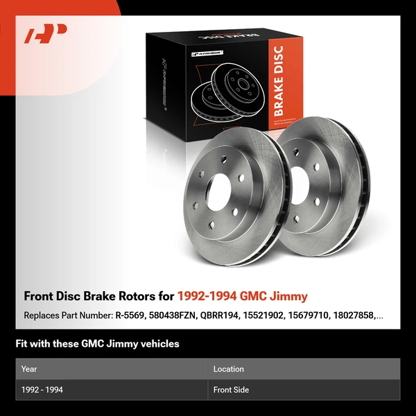 Front Disc Brake Rotors for 1992-1994 GMC Jimmy