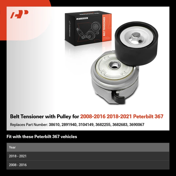 Belt Tensioner with Pulley for 2008-2016 2018-2021 Peterbilt 367