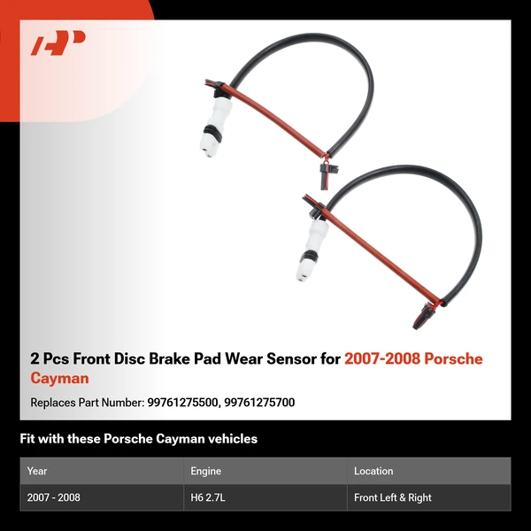 2 Pcs Front Disc Brake Pad Wear Sensor for 2007-2008 Porsche Cayman