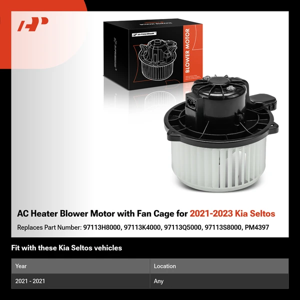 AC Heater Blower Motor with Fan Cage for 2021-2023 Kia Seltos