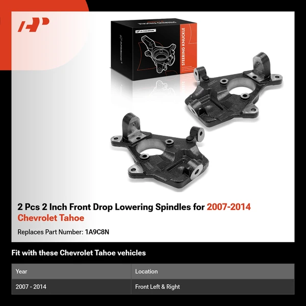 2 Pcs 2 Inch Front Drop Lowering Spindles for 2007-2014 Chevrolet Tahoe